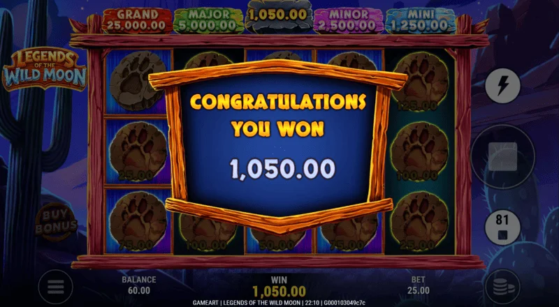 Legends of the Wild Moon - fitore totale në Free Spins